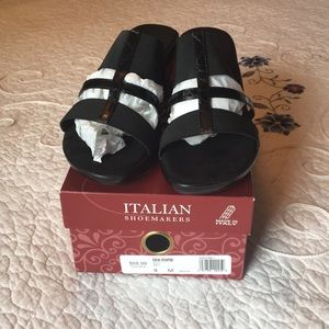 Comfy Summer Black slip-on padded Wedge sanda